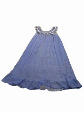 50s/60s European Vintage St Michael Sheer Ruffle Maxi Nightgown Periwinkle M/L